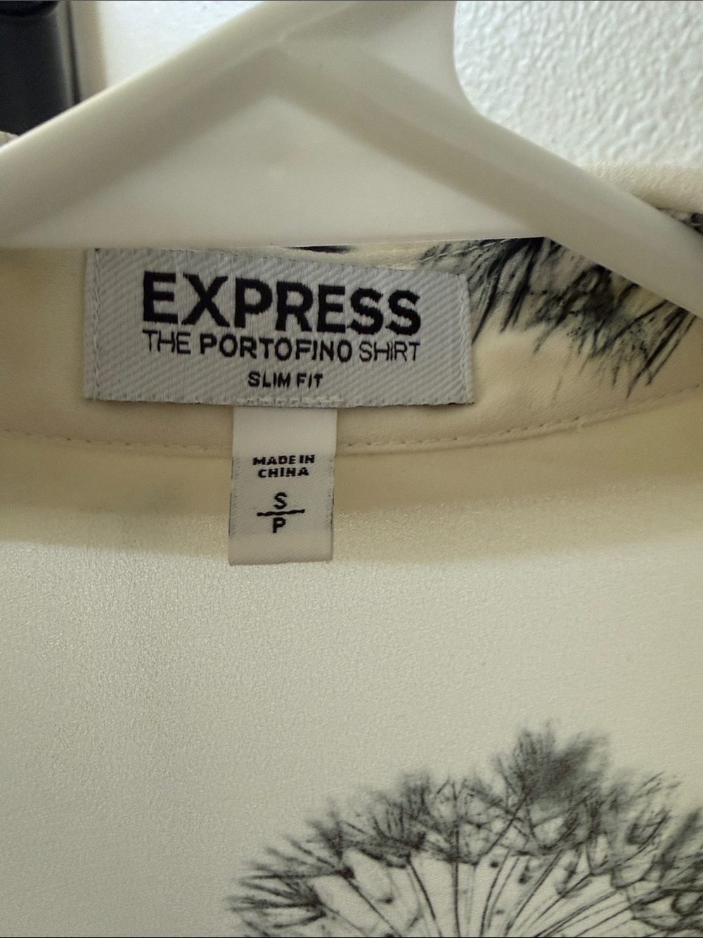 Express Cream Button-Down Portofino Blouse with Black Dandelion Print - Picture 2 of 7